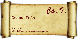 Csoma Irén névjegykártya